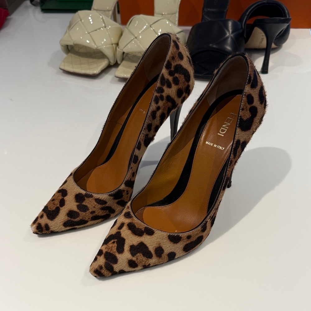 Fendi Brown Leopard Print Heels